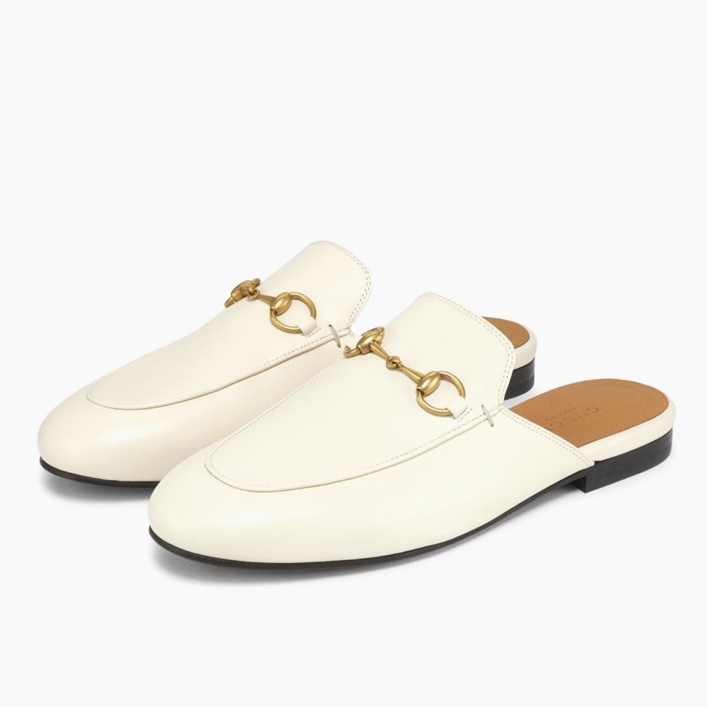 Elegant Gucci Princeton White Leather Slipper in Size 37